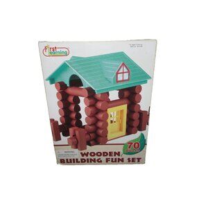 First Earning 70 Pieces Wooden Building Fun Set Item No. 16113N Vintage